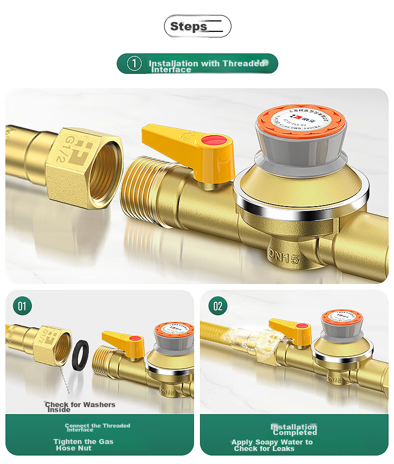 Haili 0.9 Gas Self-Closing Valve, Natural Gas Household Stove, Automatic Gas Leak Shut-Off, Thickened Copper Gas Safety Valve RT 15