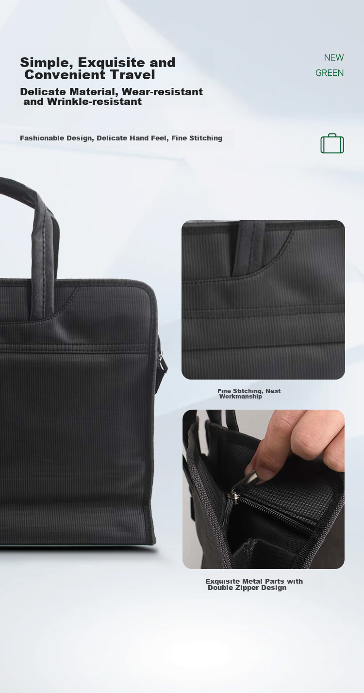 TANGO Thickened 3D Office Handbag, Conference Briefcase, Document Bag, Laptop Briefcase, Business Zipper Bag LH6605 Black 3C Digital Full Mesh Low Price 5