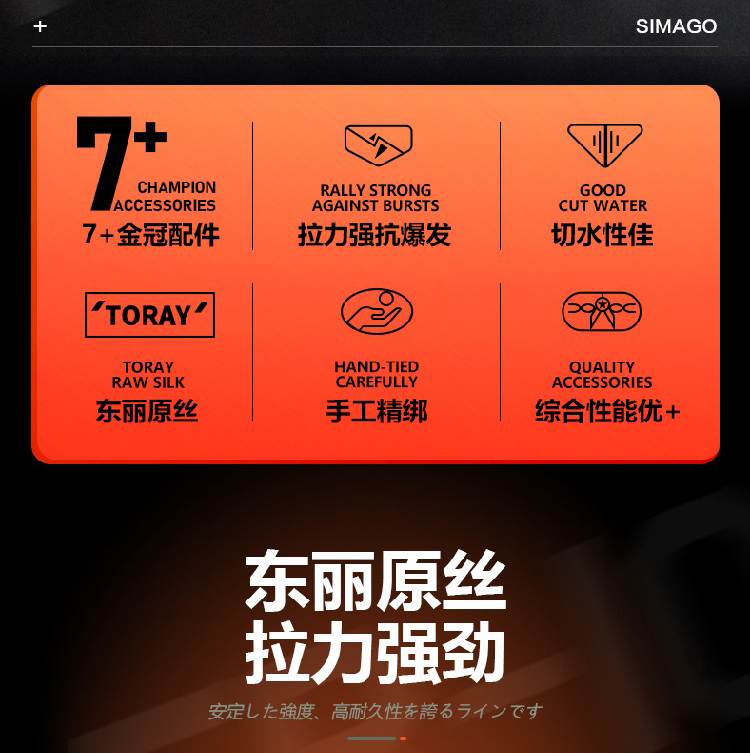 SIMAGO Ximan Duongli Original Silk Main Line Finished Product Nylon Fishing Line Complete Set Pre-Tied Fishing Line Set Qiguanwang 6.3 Meters 5.0 Size 2