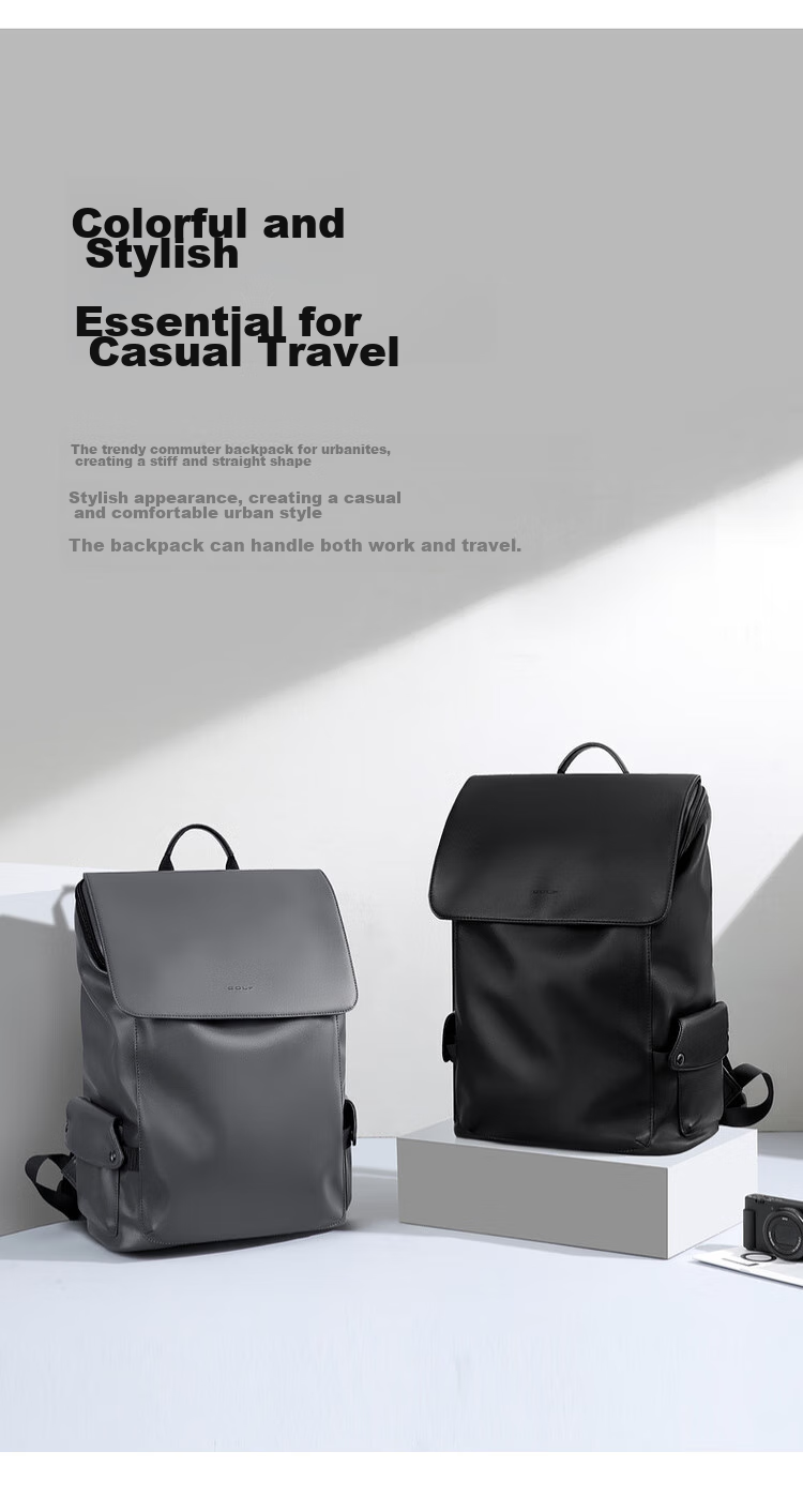 GOLF Backpack for Men, Casual Soft Leather Backpack, Laptop Bag for Students, Flip-Top Travel Outdoor Business Sports Backpack 2