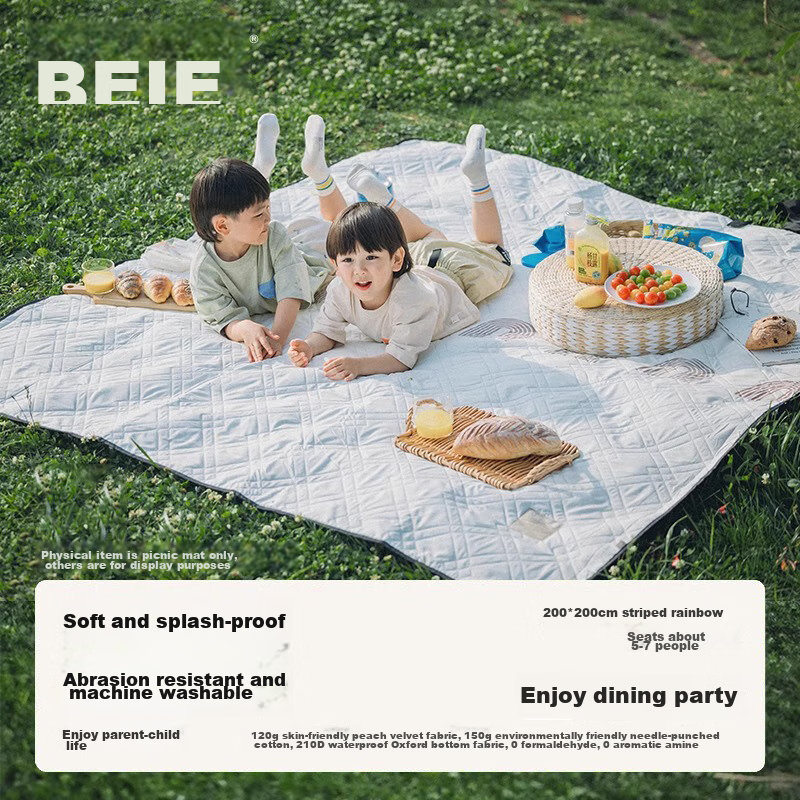 BEIESTATE Picnic Mat, Thickened Moisture-Proof, for Outdoor Cooking And Camping, Portable Waterproof Seat Cushion, BEIESTATE Rainbow 200*200cm, Children's Gift