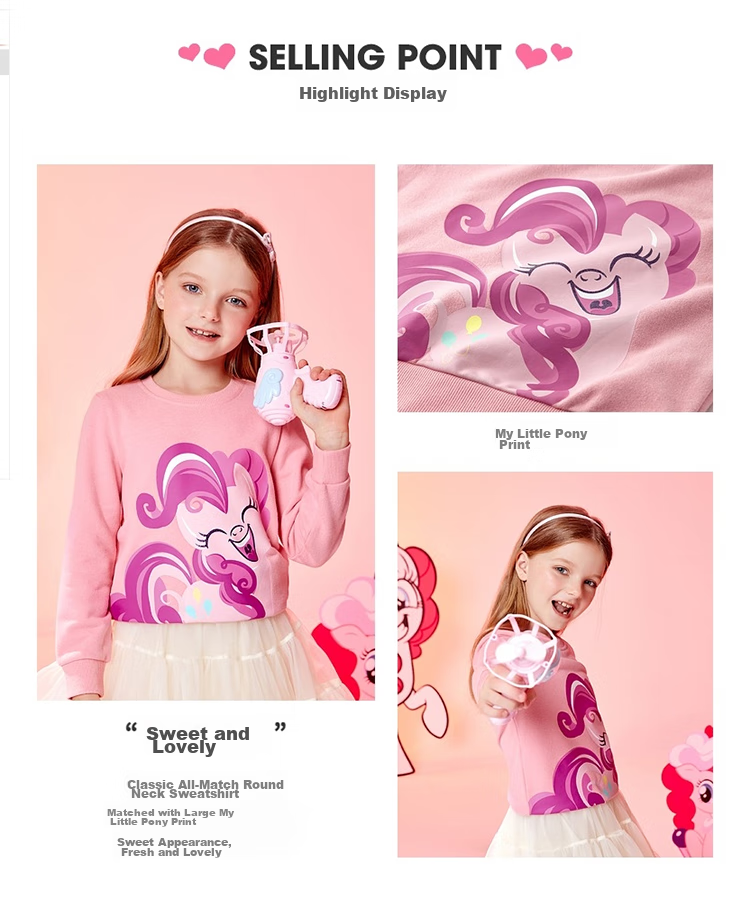 Baleno Children's Clothing Spring And Autumn 2022 My Little Pony Girls' Round Neck Sweatshirt Long Sleeve Top for Older Children 58B Light Blue 110cm 3