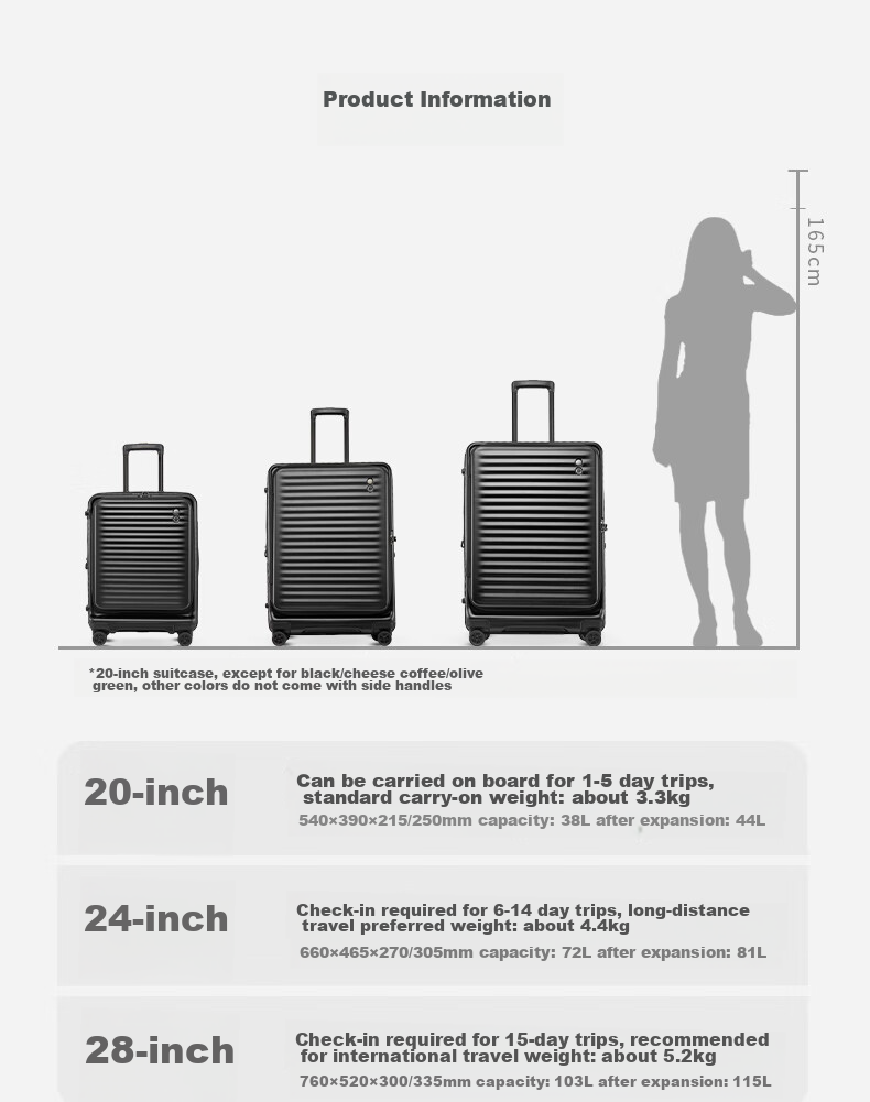 Echolac Front-Opening Luggage, Expandable Trolley Case, High-Quality TSA Travel Suitcase PC183F, 20 Inches, Milk Tea Gray 18