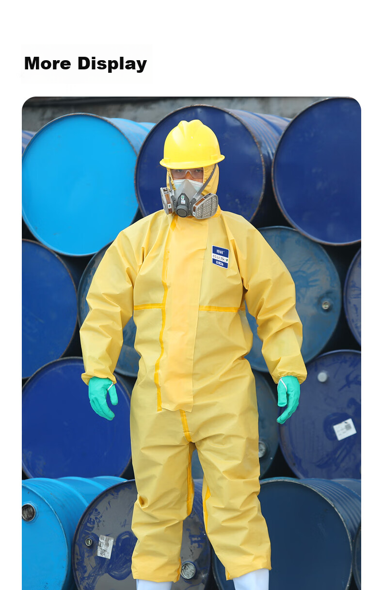Henghui Liquid Resistant One-Piece Chemical Protective Suit, Laboratory Hooded Body Protection Suit, Chemical Spray Painting Pesticide Spraying Dust-Free Acid And Alkali Resistant Suit DB26-XXL Size 10