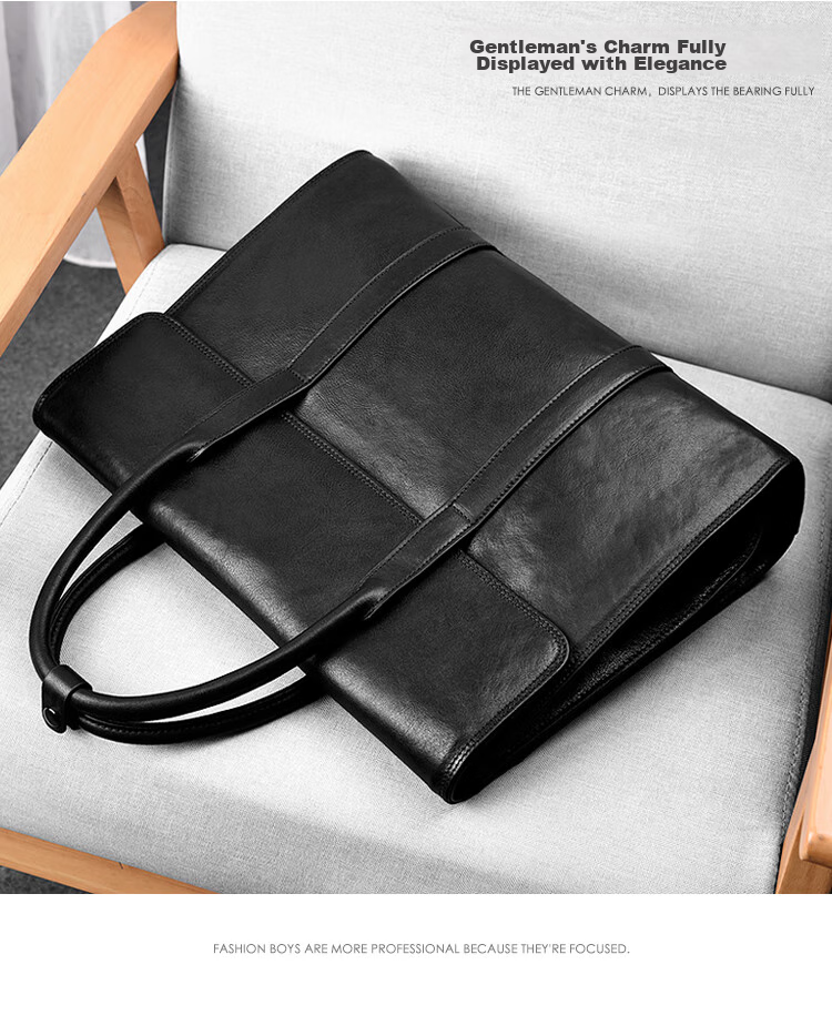 Pabojoe Business Briefcase, Men's Top-Grain Leather Handbag, Horizontal Style Large Capacity Laptop Bag for Men, Valentine's Day Gift 2