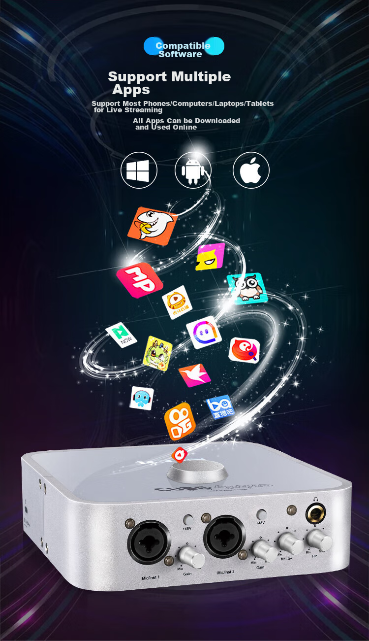 Aiken ICON 4nano Sound Card, Computer Sound Card for Live Streaming Equipment, Live Streaming Sound Card for Streamers, Shouting, Performances, Recording, Voice Acting, Chatting, Karaoke Singing, Specialized Sound Card for Debugging 4