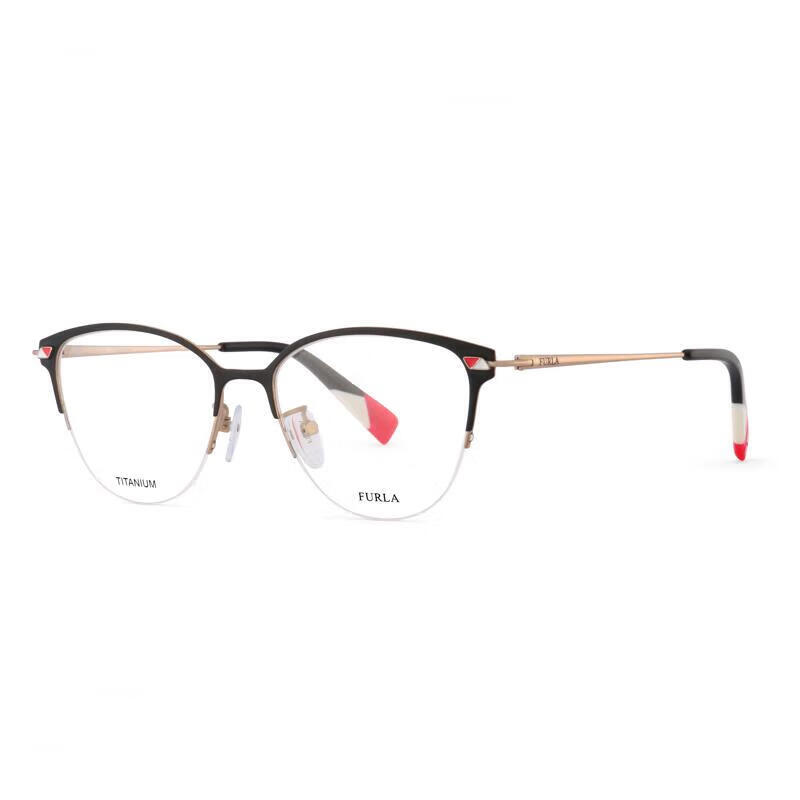 FURLA Semi-Rimless Women's VFU263K Commuter Myopia Optical Glasses Frame, Stylish Eyewear 5208FW Bright Gray Gold