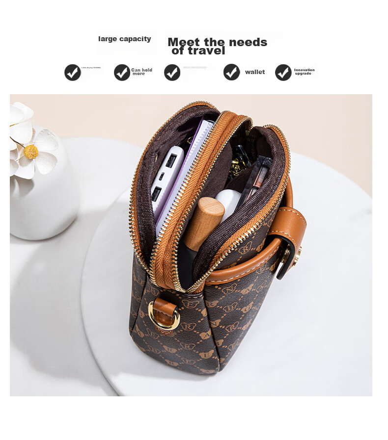 Xiaoxiongyilian Shoulder Crossbody Mini Bag for Women, Phone Pouch, Fashionable Versatile Mini Handbag, Printed Bucket Bag, Valentine's Day Gift 7