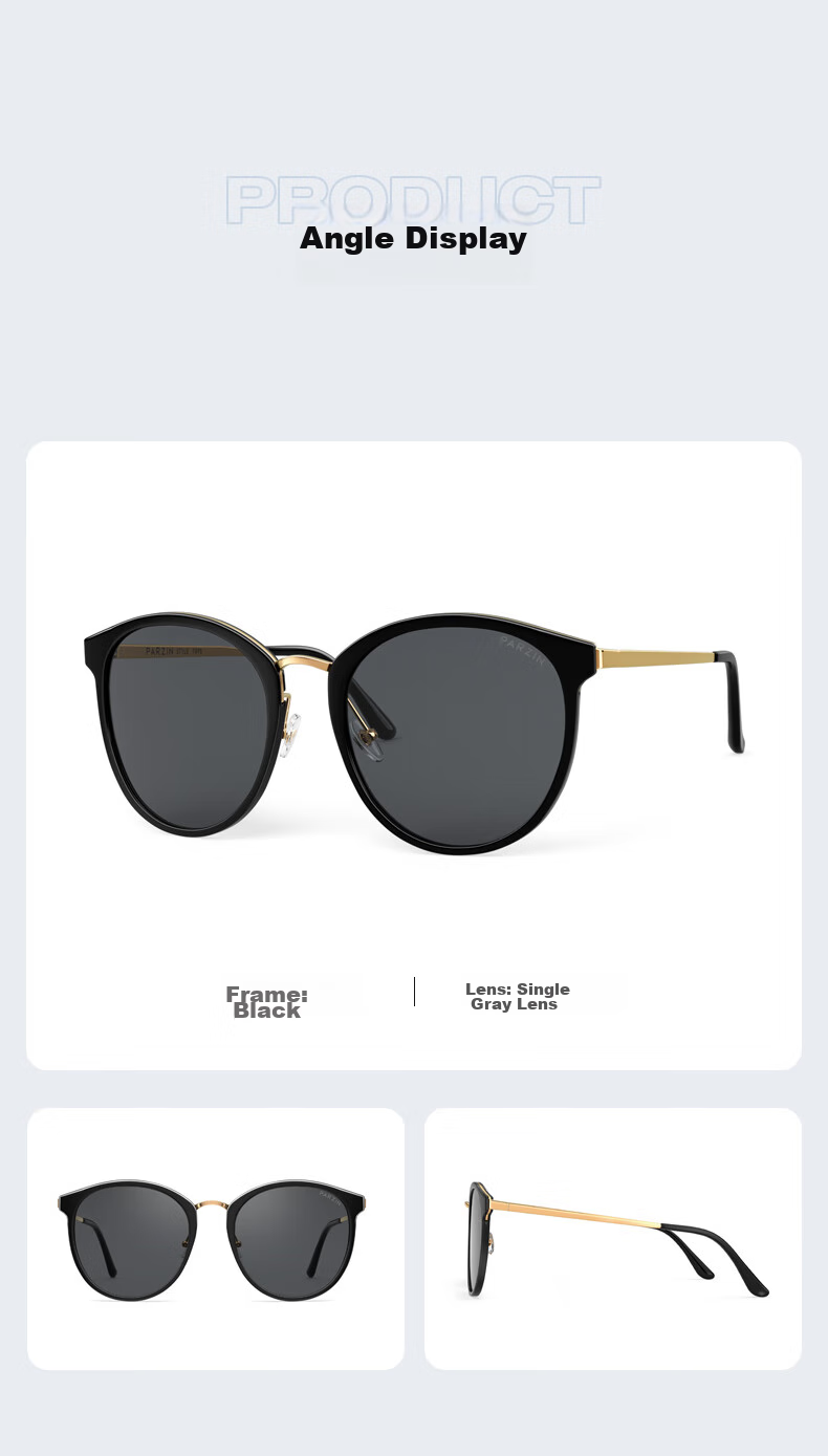 PARZIN Polarized Sunglasses for Women, Retro Large Frame Sun Protection Glasses, Driving Fashionable Sunglasses Gift PZ9913 11