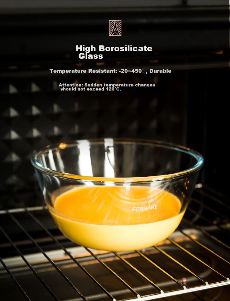 FOR BAKE Glass Mixing Bowl 23cm, Dough Bowl for Home Kitchen Baking, Deep And Thick Glass Bowl for Salad And Cooking 3