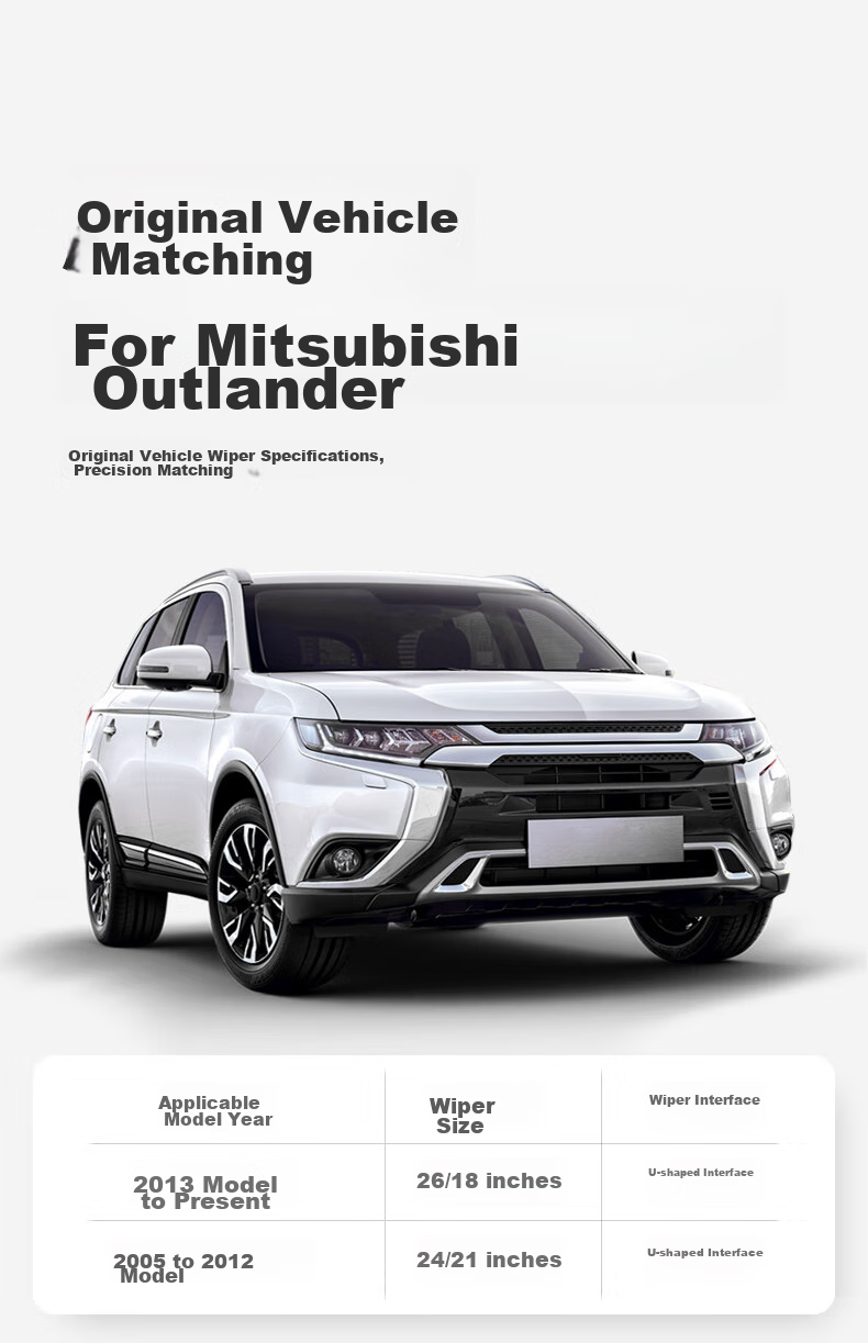 Goodyear Guangqi Mitsubishi Outlander 13-21 Windshield Wipers, Outlander Boneless Rubber Strip Front Wiper Blade 7