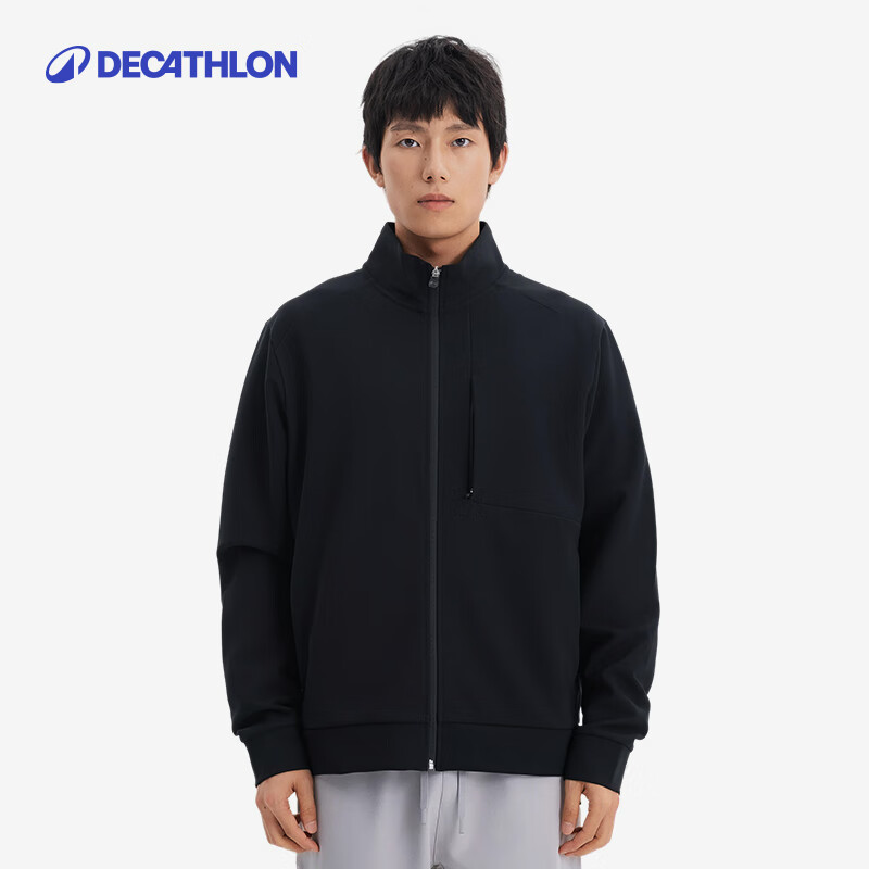 DECATHLON Sports Jacket, Lightweight Quick-Dry Breathable Rainproof Windproof Fitness Windbreaker MSGJ Rock Black S4781263