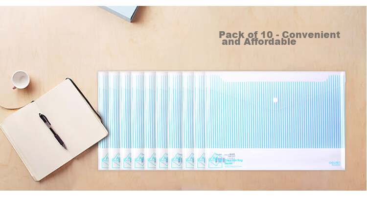 Deli 10 A4 Thick Button Closure Transparent File Folders, Waterproof Document Sleeves, Exam Paper Storage Pouches for Document Protection, Subject Classification, Study Supplies, 5505 Blue 7
