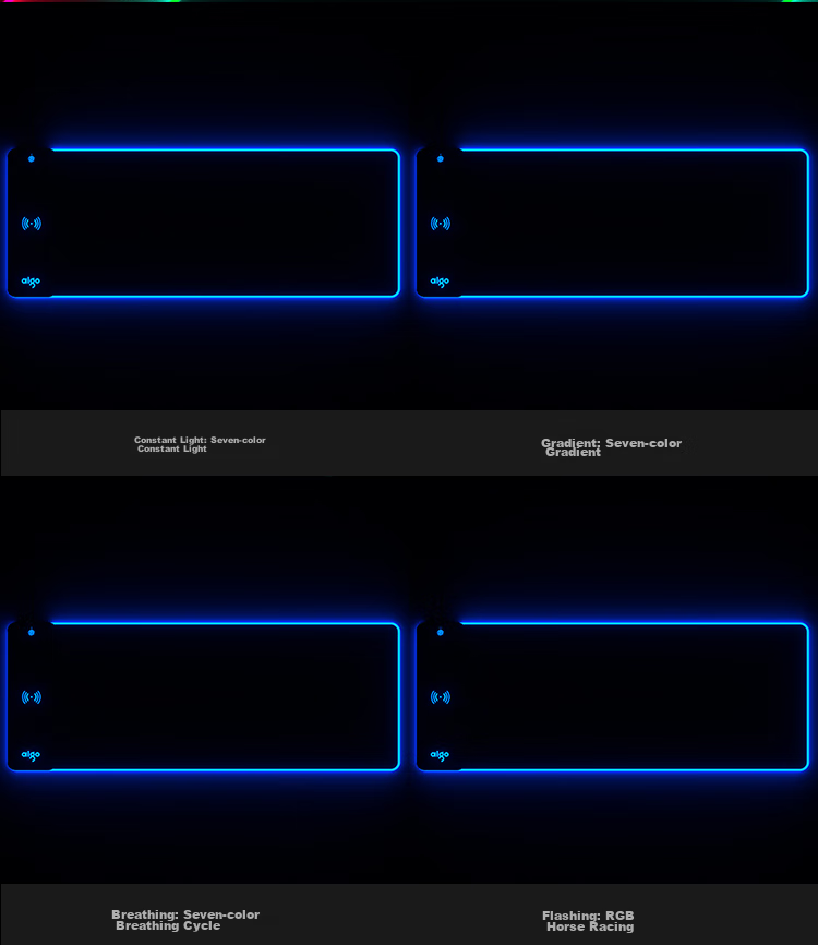 Aigo Mouse Pad Large Size, Magic Carpet G001, 15W Wireless Fast Charging, Rechargeable, RGB Lighting, Gaming Desk Mat 8