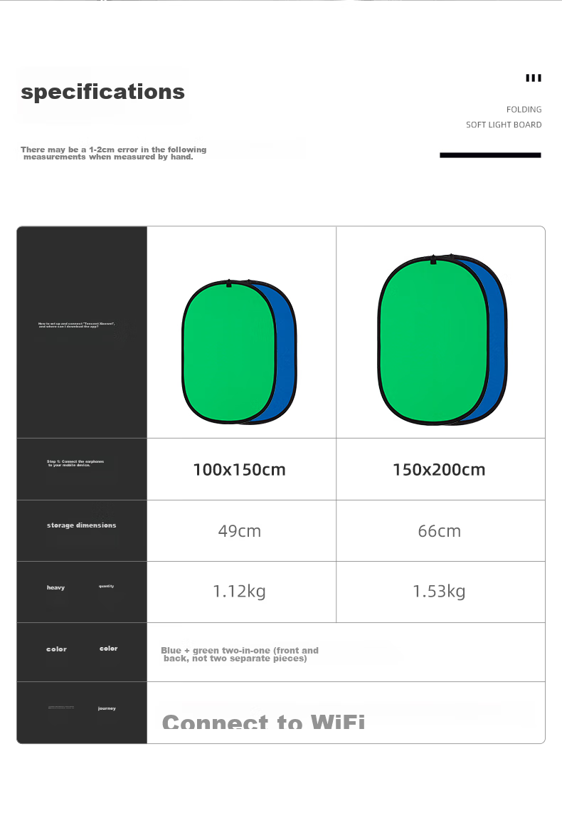 AMBITFUL Black And White Reflective Board, 150*200cm Soft Light Panel, Foldable Photography Diffusion Board for Outdoor Portrait Shooting, Portable Lighting Equipment, Collapsible Camera And Photography Fill Light Board 2