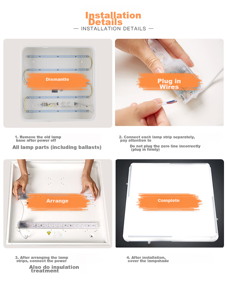 Foshanzhaoming LED Strip Light Panel Ceiling Light Core Replacement H-Tube Color Adjustment 24W (Can Be Connected in Parallel) 9