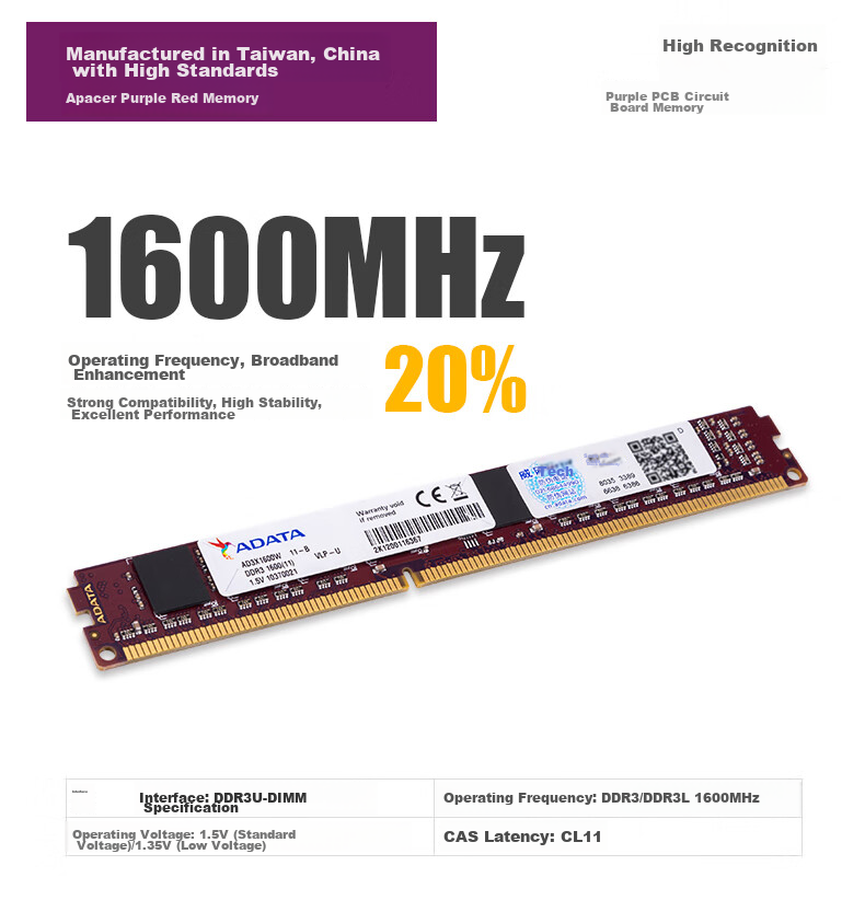 ADATA 8GB DDR3 1600 Desktop Memory, Wanziqianhong 2