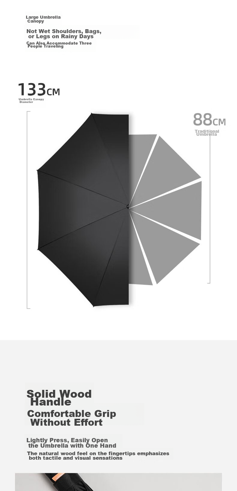 Marie Claire Oversized Umbrella, Straight Handle, Reinforced Windproof, Enlarged Double-Person Long Handle Umbrella, Straight Pole Umbrella for Business And Me 2