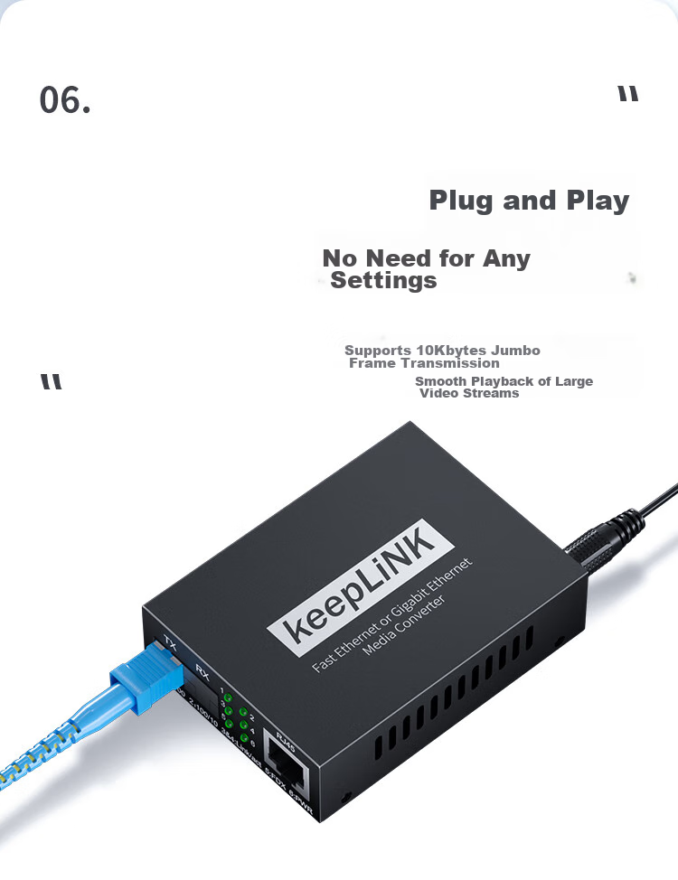 KeepLINK KP-9000 Fiber Optic Transceiver, 100Mbps Single-Mode Dual-Fiber Optical-Electrical Converter, 20km SC Interface 6