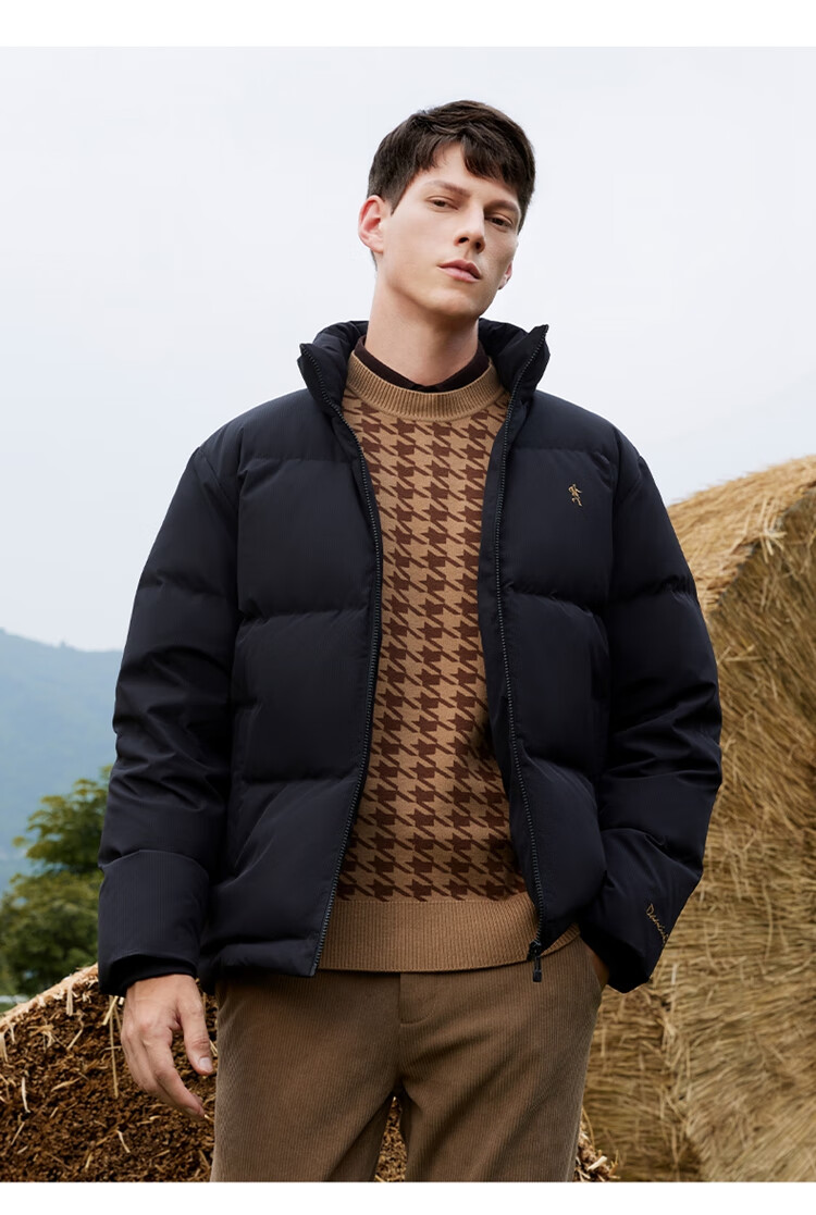 DANCING WOLVES [90% Goose Down] Autumn And Winter Heat-Locking Warm Stand-Collar Workwear Jacket Men's down Coat, 001 Black, Size 165 12