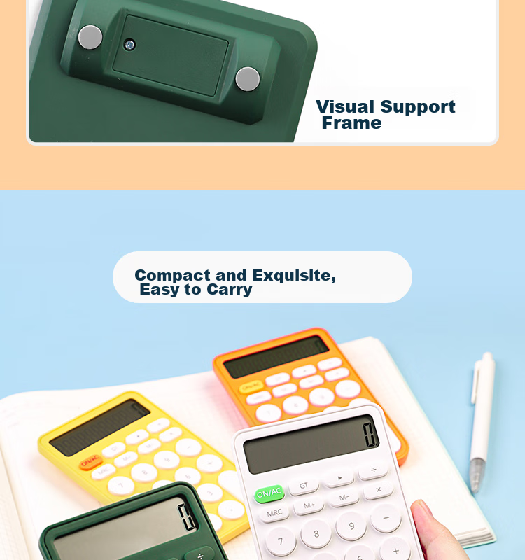 TIANSE 3c Digital All-Net Low Price Protection Candy Color Simple Calculator, 12-Digit Large Screen Fashionable Desktop Computer Tablet Portable, Office Supplies, TS-1721, Bamboo Gree 10