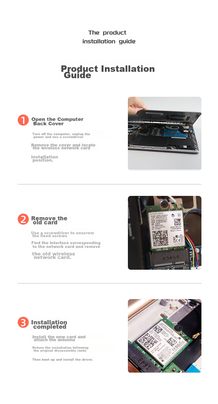 EB-LINK Intel AX200 Chip Laptop Wireless Network Card, 3000M M.2 Interface, WiFi6 Gigabit Dual-Band Network Card, Bluetooth 5.2, Computer Internal Module 11
