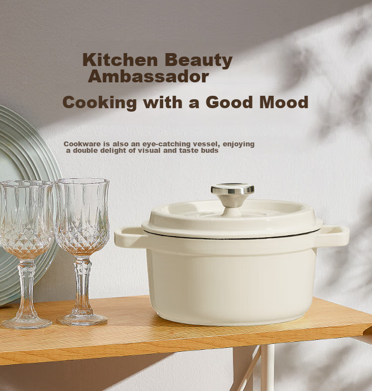 SUPOR Enamel Cast Iron Pot, 24cm Soup Pot, Stew Pot, Tea White, ET24MF01-C 13