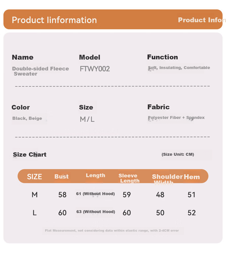 FitonTon Women's Hoodie, Winter Double-Sided Brushed Fleece Jacket, Thickened Warm Hooded Top, Loose-Fitting Zip-Up Women's Clothing 2