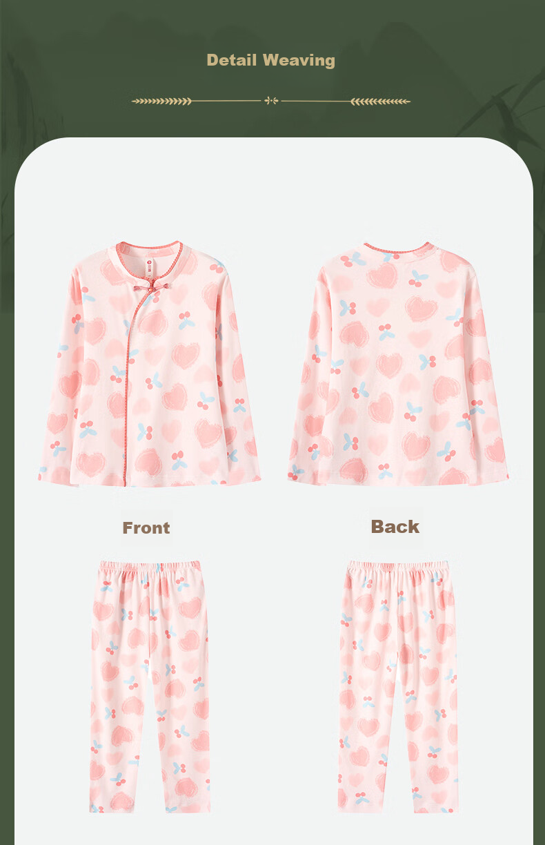 Fenteng Children's Pajamas for Girls, New Chinese Style Pure Cotton Spring National Style Stand Collar Button-Up Loungewear Q9X257930736 14
