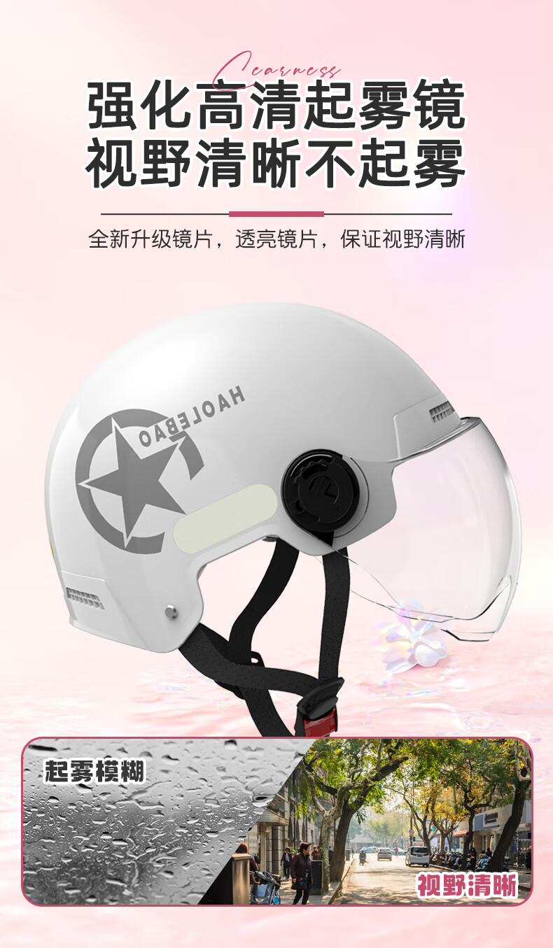 Haolebao New National Standard Class A 3C Certified Cycling Helmet, Unisex Summer And Autumn Electric Scooter Sun Protection Rainproof Adult Harley Half Helmet, Matte Black 8