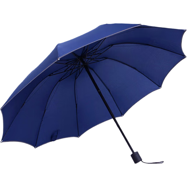 MAYDU Umbrella, Reverse Folding Umbrella, Three-Fold Manual Umbrella, Large Size, Reinforced And Thickened, Sturdy, Windproof, 10 Ribs, M3327 Blue