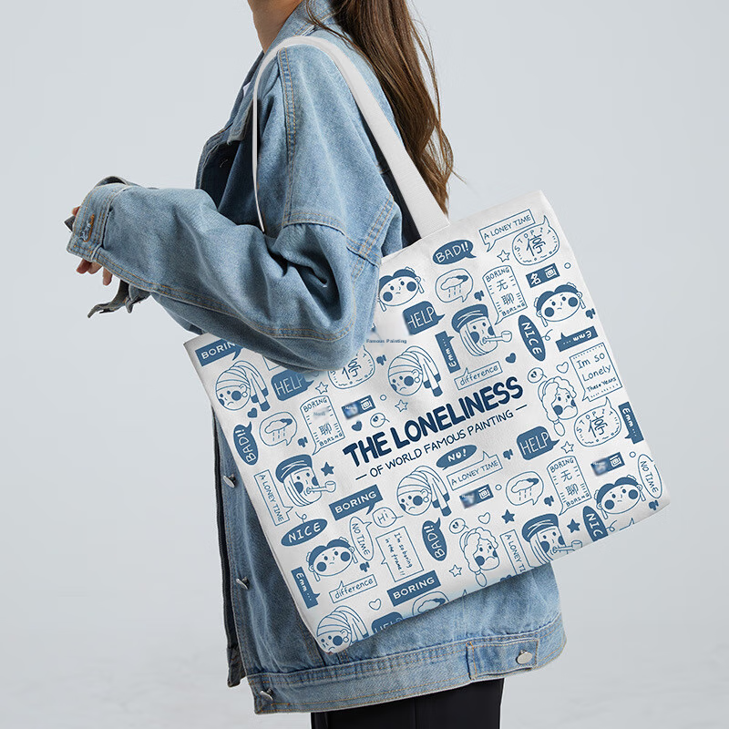Right Away Canvas Bag, Women's Handbag, Shopping Tote Bag, Eco-Friendly Bag, Large Capacity, for Female Students, Big Size Fabric Bag