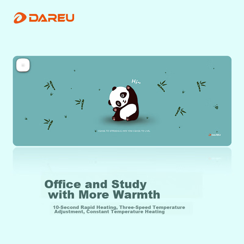 DAREU 800*330*1.8mm Panda Fast Heating Mouse Pad, Large Intelligent Heating Computer Keyboard Warming Pad, Desk Mat, Blue And Green Color, Wuxing Chujiie