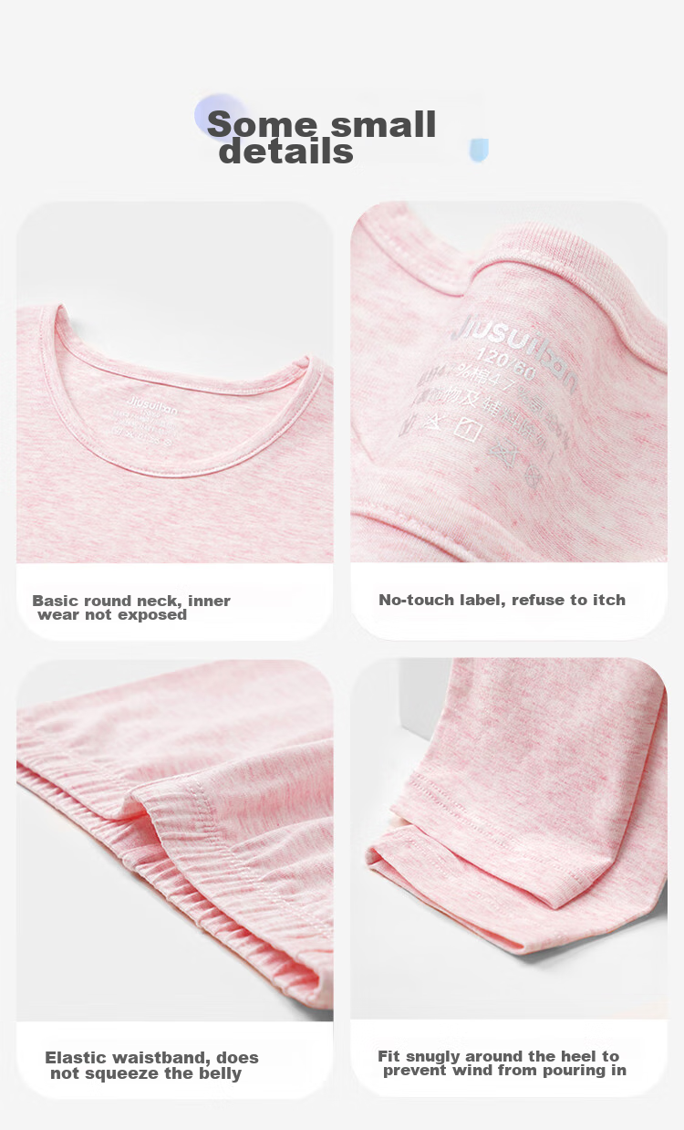 Jiusuiban Children's Thermal Underwear, Girls' Autumn And Winter Thin Base Layer Cotton Sweater Set, Big Kids' Autumn Clothes And Pants, Pajamas And Sleepwear 12