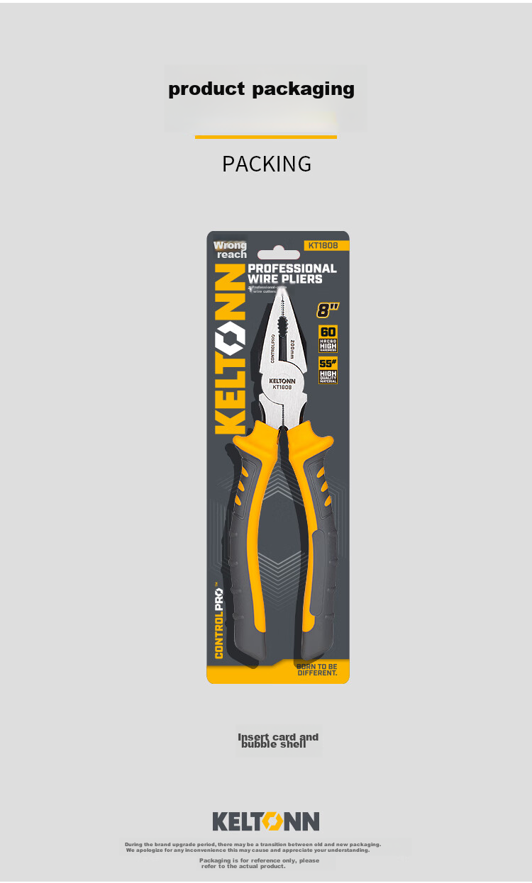 KELTONN Pliers, Wire Cutters, 8-Inch Tiger Pliers, Electrician's Gripping Tool, Household Tool, Blackened And Rust-Resistant, KT1808 9