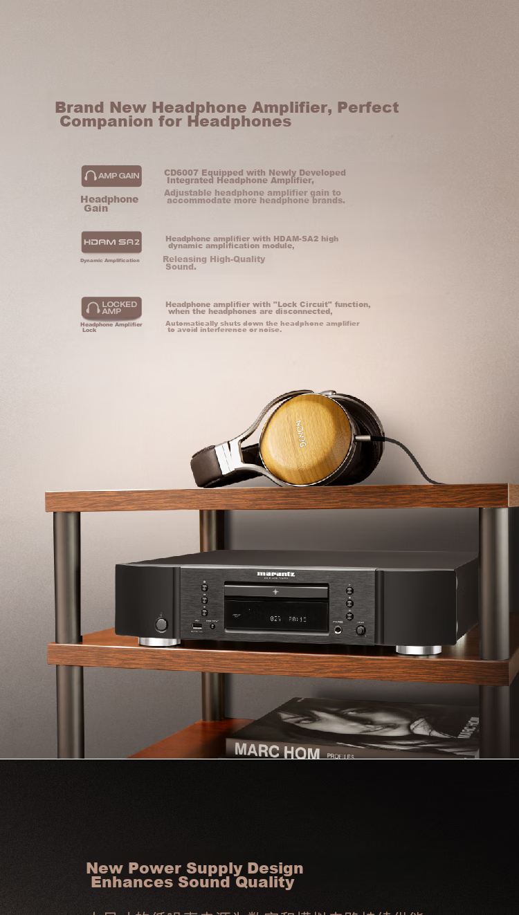 MARANTZ CD6007/K1B CD Player, CD Audio System, Home Theater Hi-Fi Audiophile Sound, New Sound Tuning, Supports CD/USB Playback, Black 5