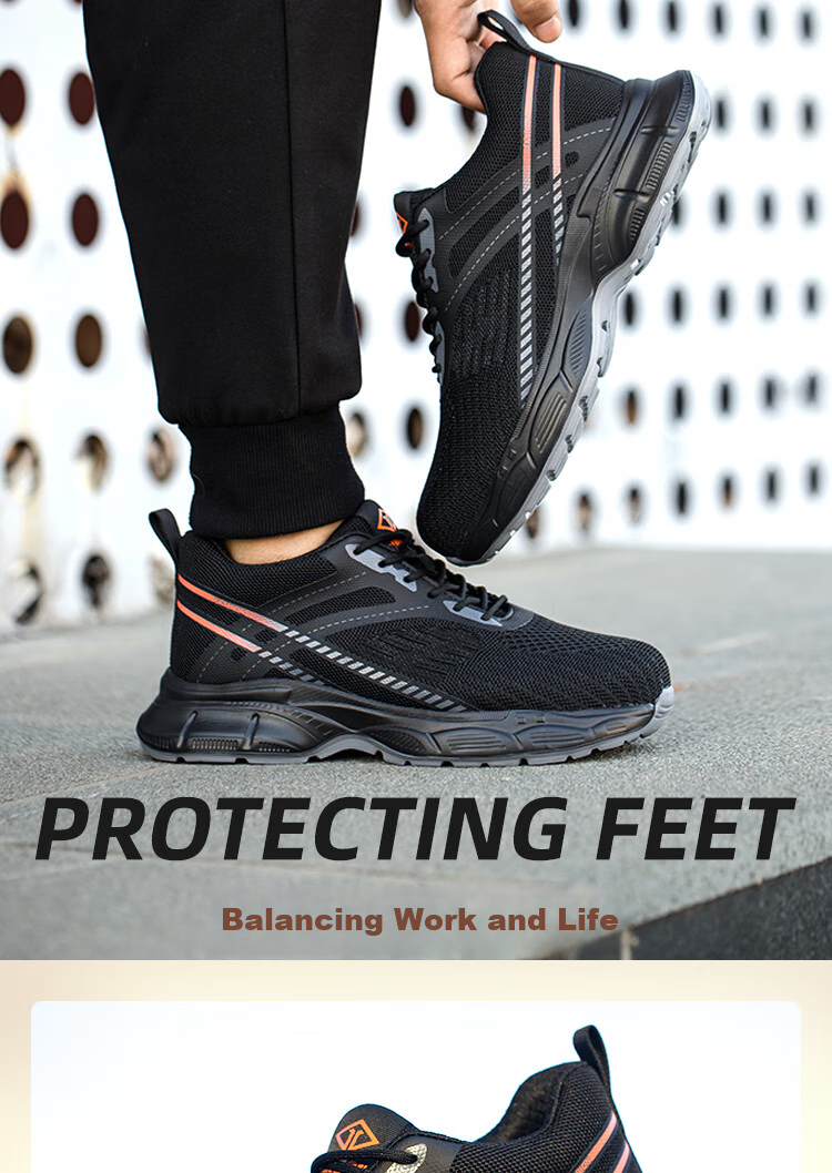 Dinggu Safety Shoes for Men, Lightweight Steel Toe Cap, Anti-Smashing, Puncture-Resistant, Wear-Resistant, All-Season Safety Work Site Shoes 922B41 10