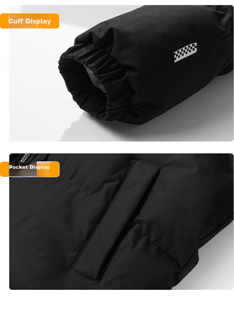 NASA MARVEL Cotton Jacket for Men, Winter Padded Coat, Couple Outfit, Thickened Loose Versatile Casual Coat, Black, Size L 18