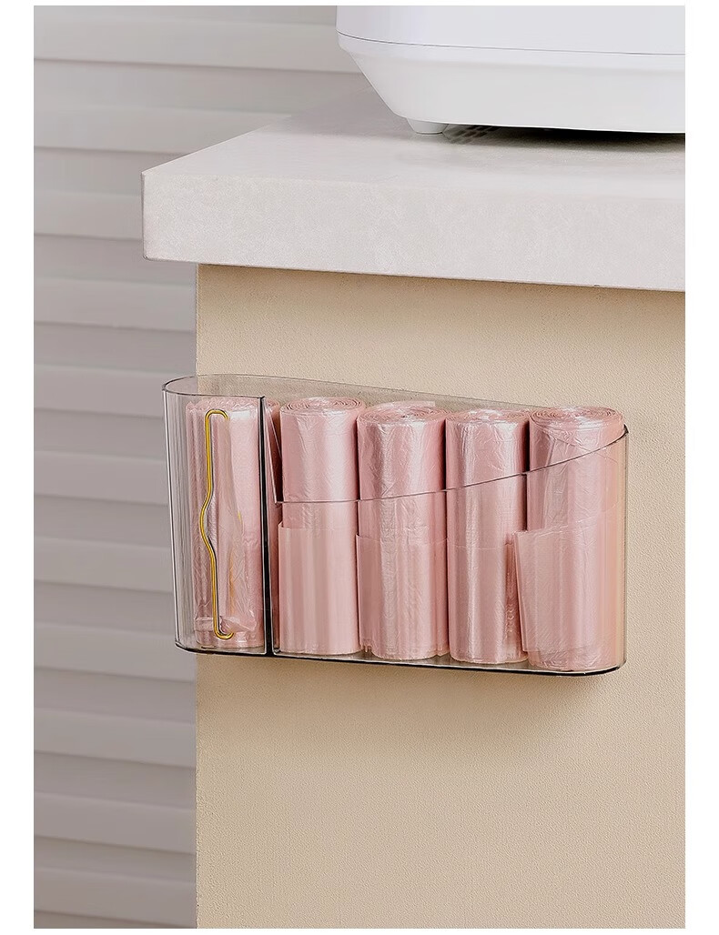 Jiadu Garbage Bag Storage Organizer, Kitchen Wall-Mounted Pull-Out Plastic Bag Storage Box, No Drilling Required, Convenient Bag Storage Rack 10