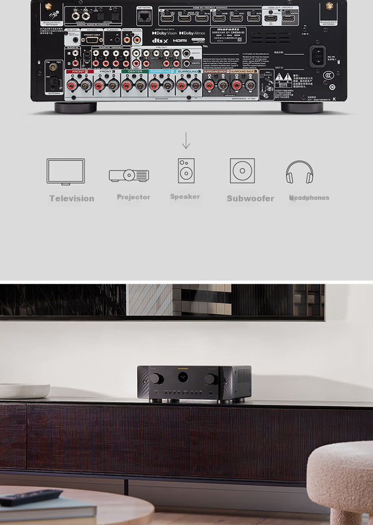MARANTZ CINEMA60 Home Theater, 7.2 Channel AV Amplifier, Imported HEOS Lossless Music Streaming, 8K Dolby Atmos DTS:X Sound Effects, HDMI 2.1, Bluetooth, WIFI, Black 18