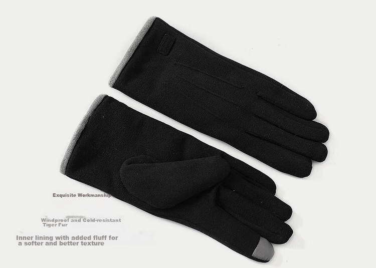 JIUMU Warm Gloves for Men, Winter Thickened Fleece-Lined, Suitable for Cycling And Driving, Windproof And Cold-Resistant, Touchscreen Compatible 10