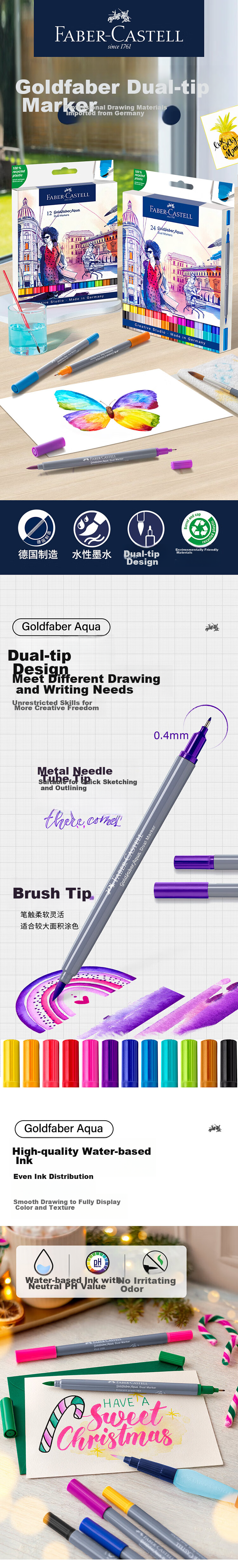 [Lowest Price Online] Faber-Castell Dual-Tip Markers, 12 Colors, Quick-Drying Water-Based Markers, Art Supplies, Kit 164612 Art Sketching 2