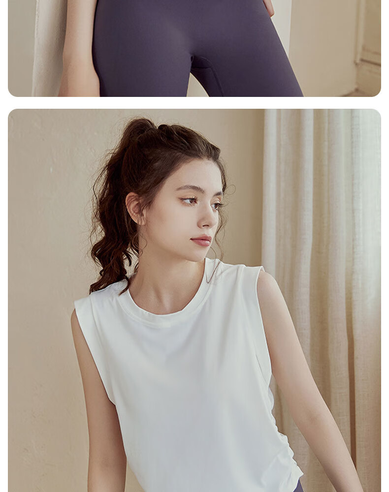 XUEXIMAN Yoga Wear for Women, Loose-Fitting Sports Tank Top, Summer Short Style, Sexy Cover-Up, Training Running Fitness Sleeveless Top Vest 3
