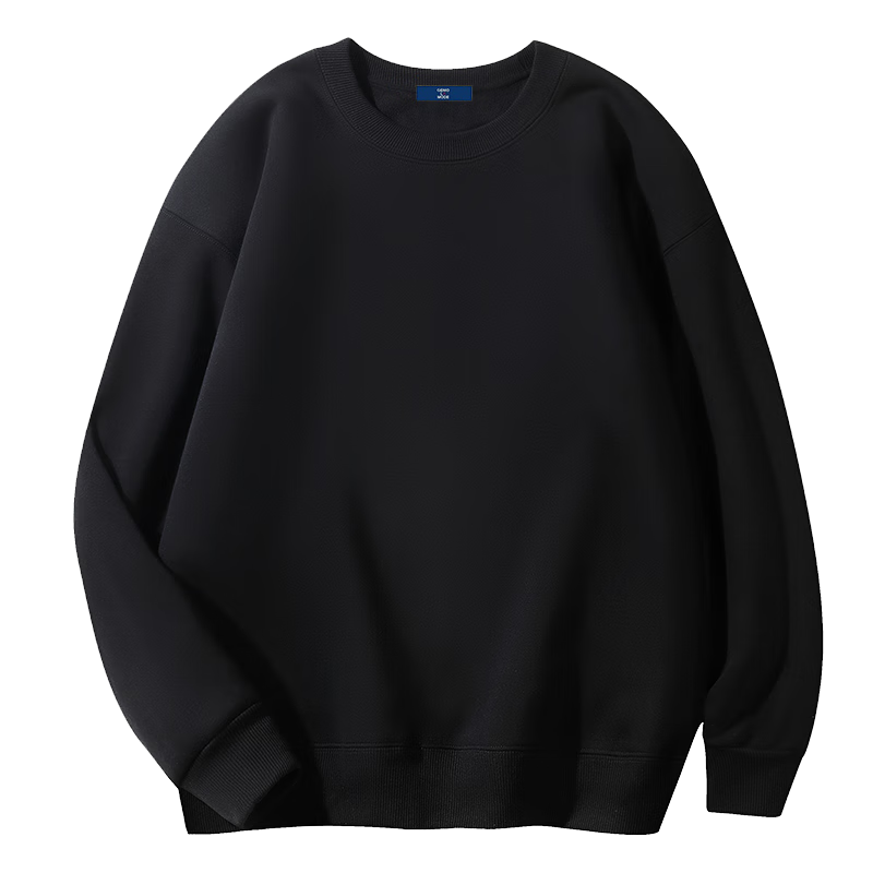 GENIOLAMODE Men's Sweatshirt, Japanese-Style Solid Color Casual Round Neck Pullover Top, Loose Comfortable Versatile Long Sleeve
