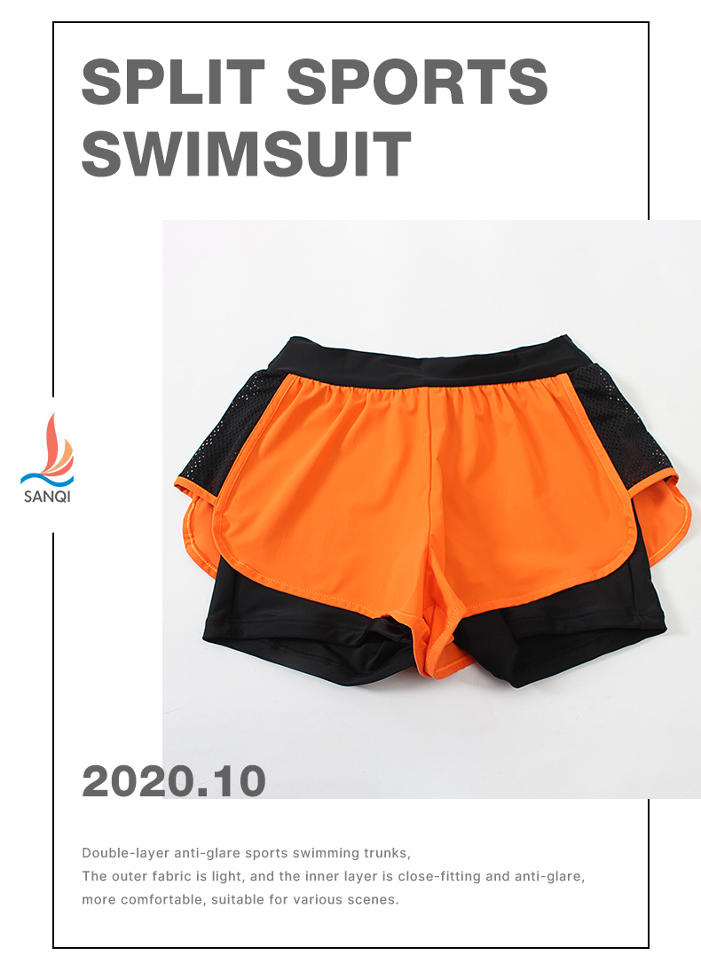 Sanqi Women's Swim Shorts, Double-Layer Anti-Exposure Conservative Boyshorts, Fitness Beach Swimming Shorts, Black, XL 1