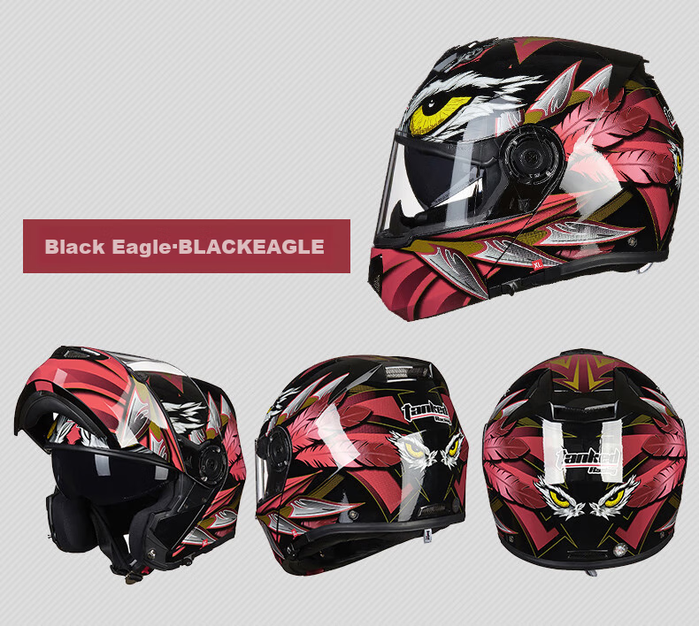 Tanked Racing Motorcycle Helmet T270 Flip-Up Helmet, 3C Certified, Dual Visor, All-Season Anti-Fog Riding Safety Helmet, Matte Black, XL 16