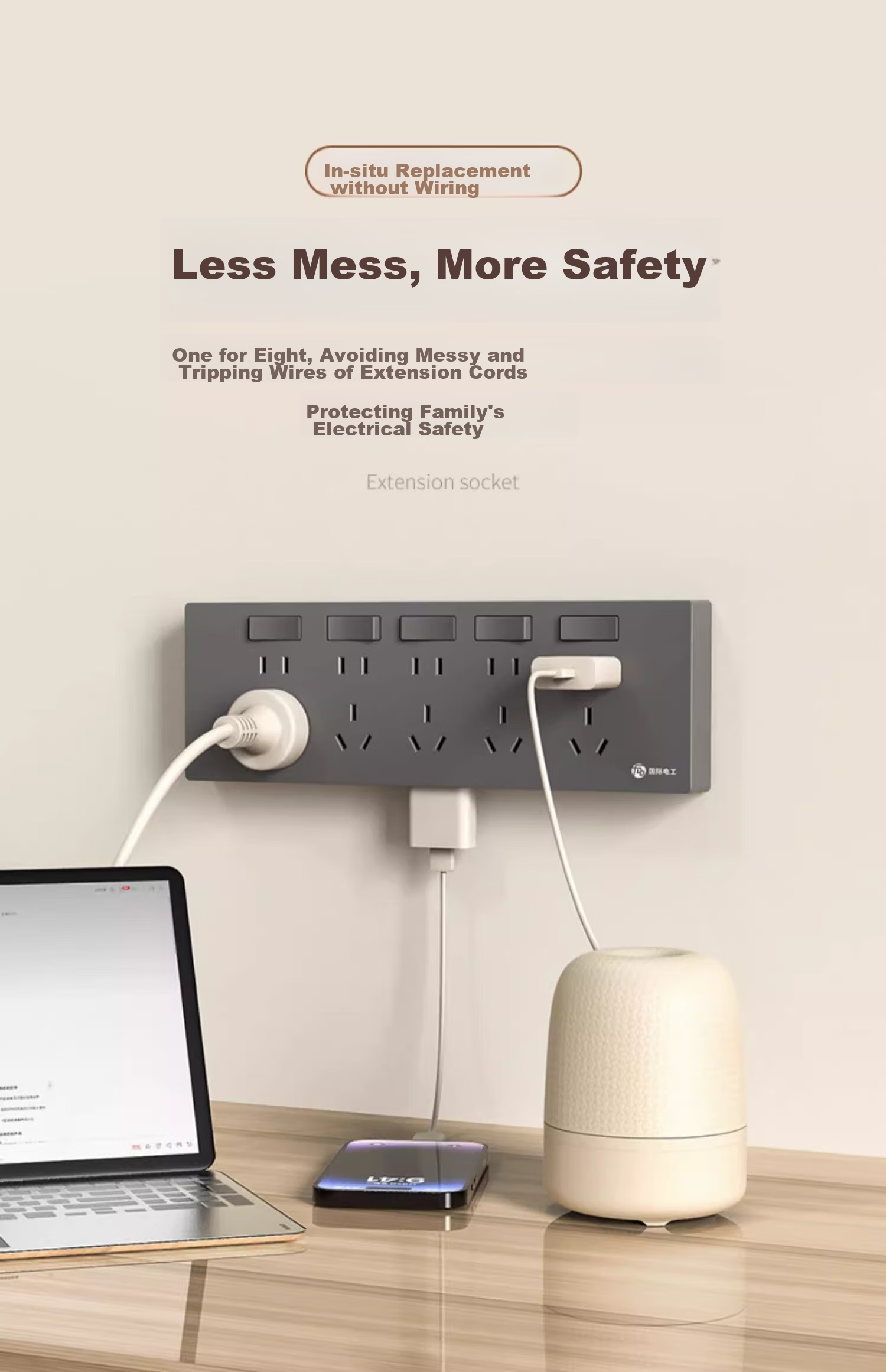 FDD 86-Type Expandable Socket, Kitchen Multi-Hole Extension Converter Track Socket Wireless Power Strip [White - 28 Holes] Left Expansion + Independent Switch 6