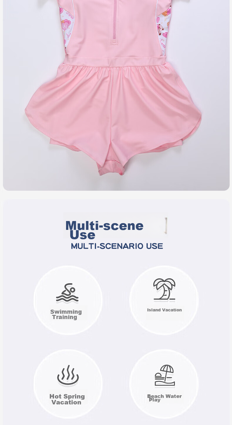 Li-Ning Children's Swimsuit, One-Piece Surfing Suit for Girls, Comfortable Breathable Beach Hot Spring Swimwear 720 Pink 140 2