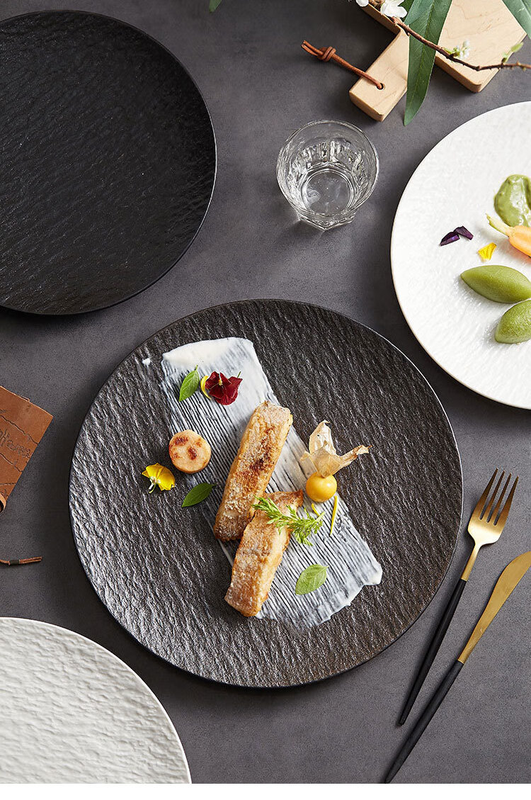 Canjiangjun Ceramic Western Dinner Plate, Underglaze Color, 8.5 Inches, Salad Plate, Steak Plate, Dumpling Plate, 1 Piece, White 3