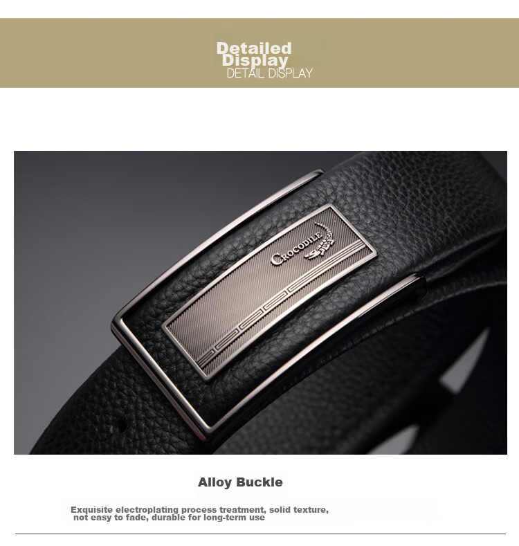CROCODILE Top-Grain Leather Fashion Buckle Men's Belt Versatile Youth Waistband Birthday Gift for Boyfriend 3572 10